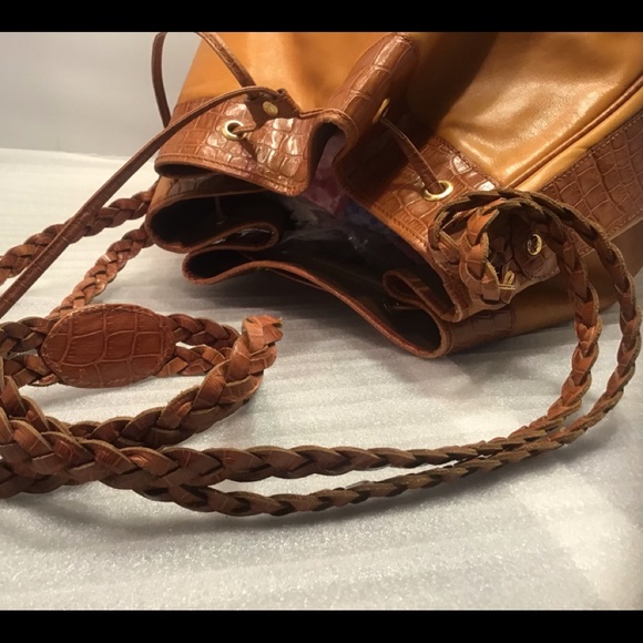 Auth Fendi Leather Croc Drawstring Hobo Bag XL - Picture 5 of 16